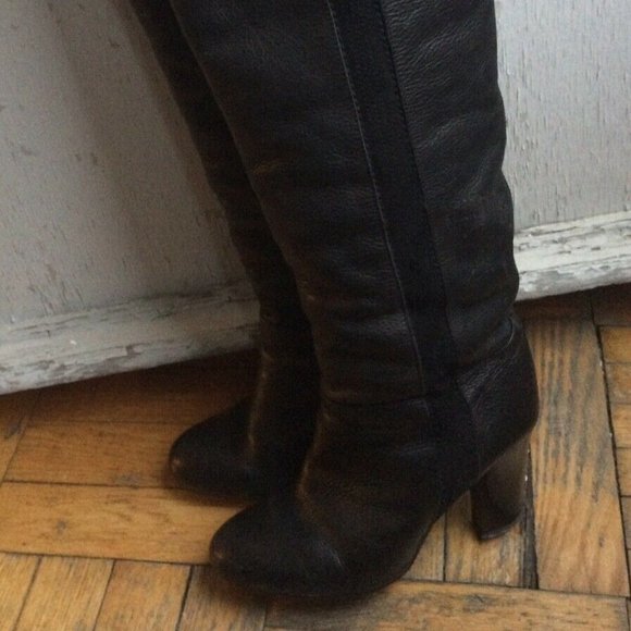 Zara Leather Tuxedo Stripe Over the knee Boots - Picture 4 of 8